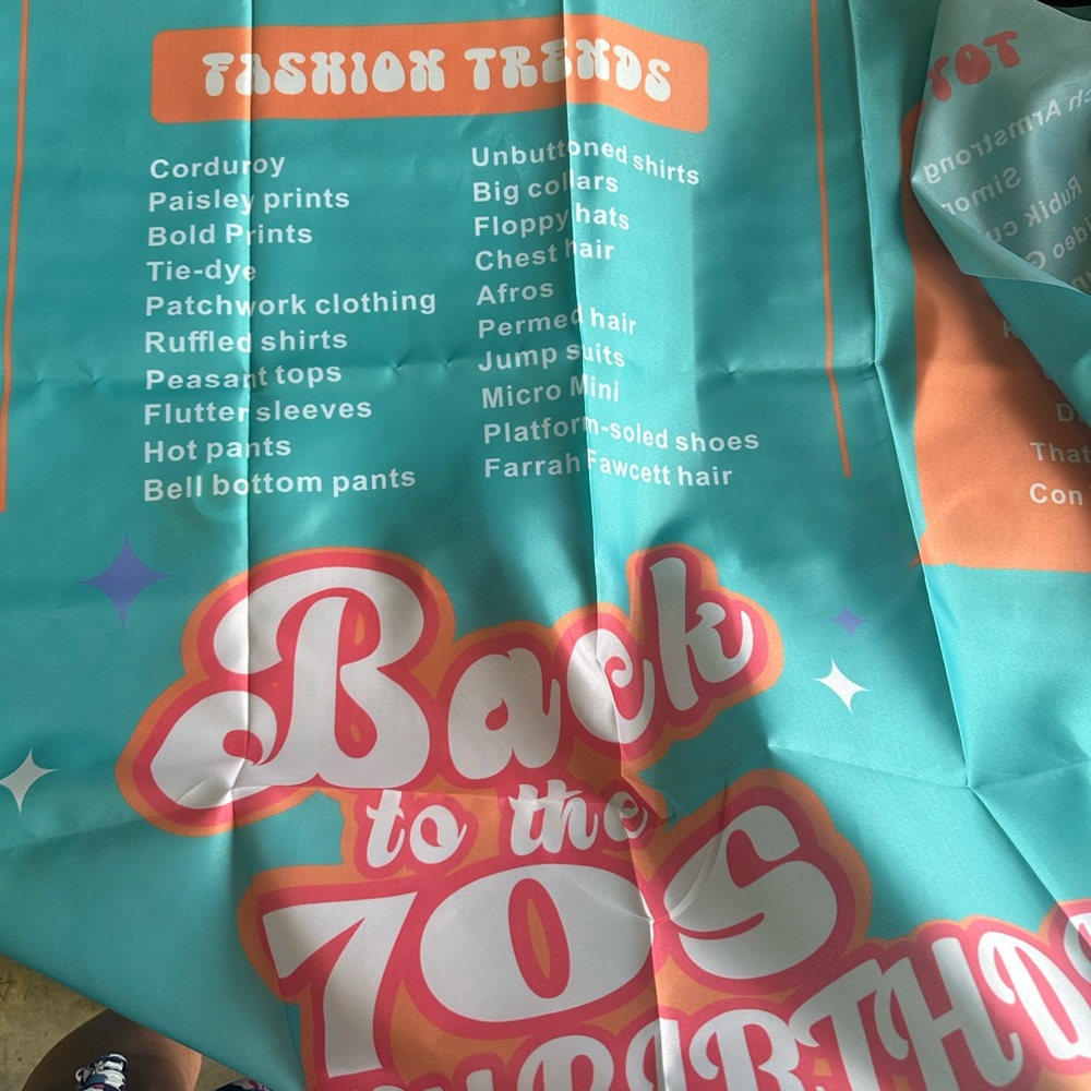 Retro 70s Party Backdrop - Teal and Pink